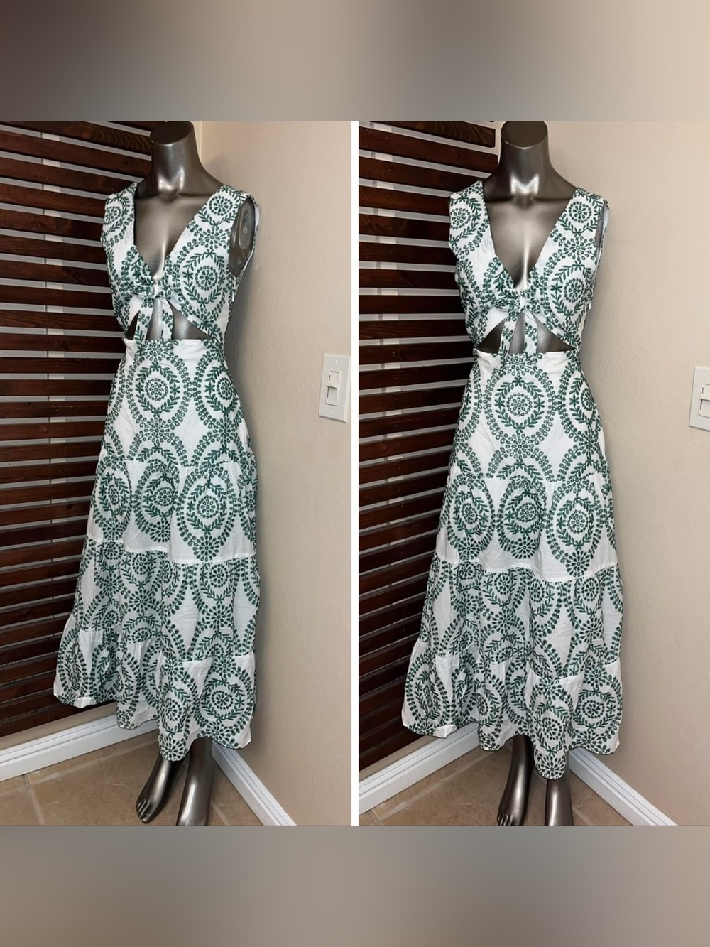 Zara White & Green Embroidered Leaf  Sleeveless Dress - XL / Retail $89.90